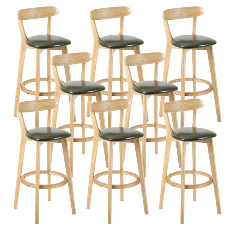 Industrial Backrest Armless Counter Stool Rubber Wood Bar Stool with Cushion for Cafe Army Green 8 Piece Set Clearhalo 'Bar Furniture' 'Bar Stools' 'bar_stools' 'furn' 'furn_bar_stools' 'Furniture' 'Kitchen & Dining Furniture' 6832776