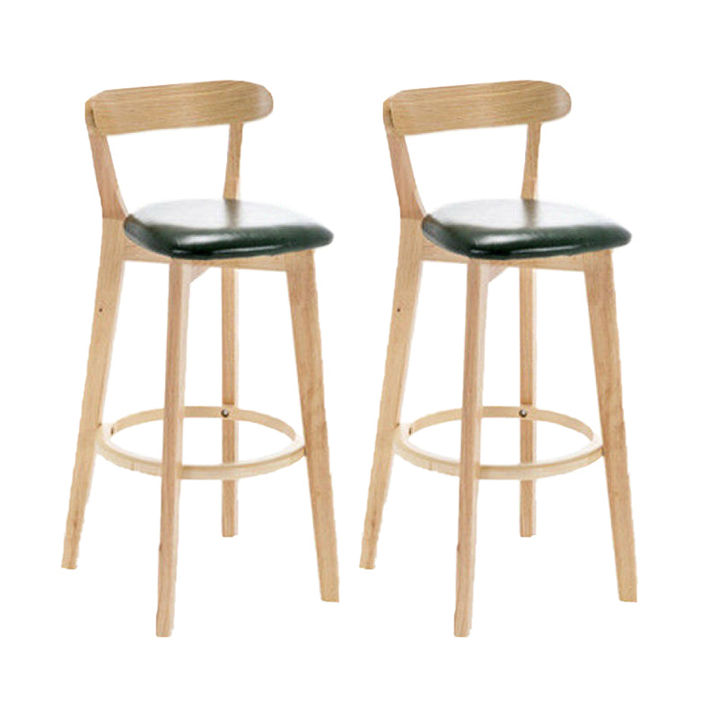 Industrial Backrest Armless Counter Stool Rubber Wood Bar Stool with Cushion for Cafe Blackish Green 2 Piece Set Clearhalo 'Bar Furniture' 'Bar Stools' 'bar_stools' 'furn' 'furn_bar_stools' 'Furniture' 'Kitchen & Dining Furniture' 6832778