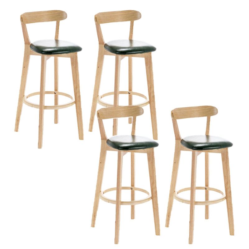 Industrial Backrest Armless Counter Stool Rubber Wood Bar Stool with Cushion for Cafe Blackish Green 4 Piece Set Clearhalo 'Bar Furniture' 'Bar Stools' 'bar_stools' 'furn' 'furn_bar_stools' 'Furniture' 'Kitchen & Dining Furniture' 6832779
