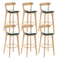 Industrial Backrest Armless Counter Stool Rubber Wood Bar Stool with Cushion for Cafe Blackish Green 6 Piece Set Clearhalo 'Bar Furniture' 'Bar Stools' 'bar_stools' 'furn' 'furn_bar_stools' 'Furniture' 'Kitchen & Dining Furniture' 6832780