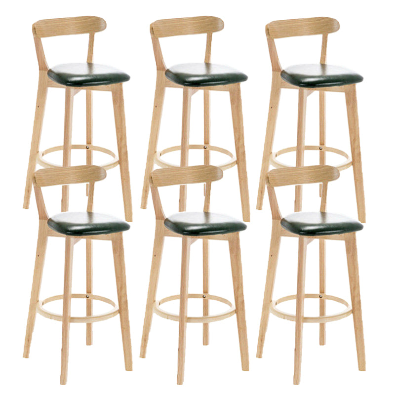Industrial Backrest Armless Counter Stool Rubber Wood Bar Stool with Cushion for Cafe Blackish Green 6 Piece Set Clearhalo 'Bar Furniture' 'Bar Stools' 'bar_stools' 'furn' 'furn_bar_stools' 'Furniture' 'Kitchen & Dining Furniture' 6832780