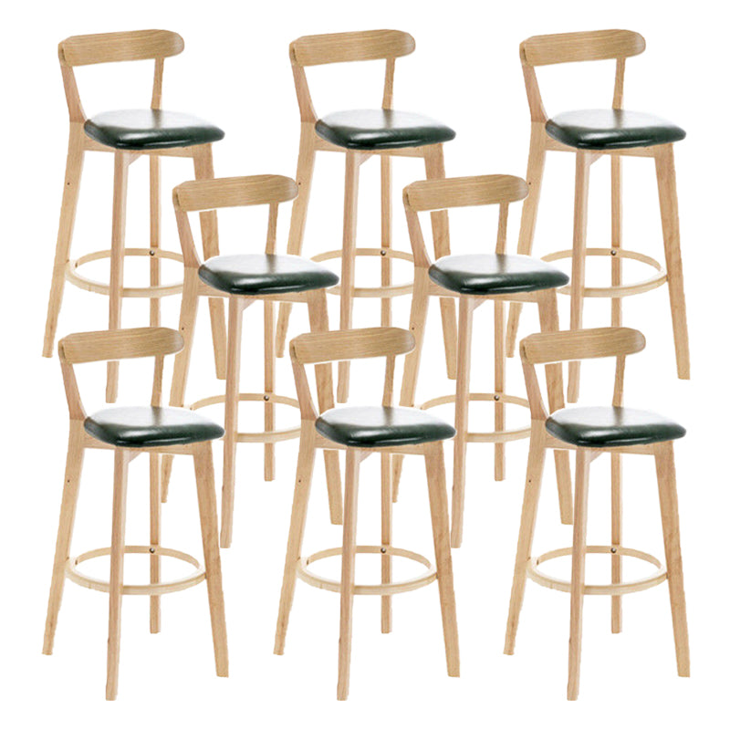 Industrial Backrest Armless Counter Stool Rubber Wood Bar Stool with Cushion for Cafe Blackish Green 8 Piece Set Clearhalo 'Bar Furniture' 'Bar Stools' 'bar_stools' 'furn' 'furn_bar_stools' 'Furniture' 'Kitchen & Dining Furniture' 6832781