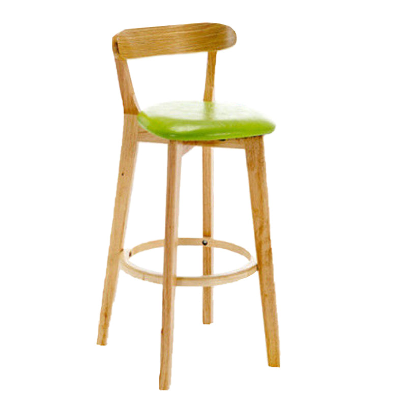 Industrial Backrest Armless Counter Stool Rubber Wood Bar Stool with Cushion for Cafe Green 1 Piece Clearhalo 'Bar Furniture' 'Bar Stools' 'bar_stools' 'furn' 'furn_bar_stools' 'Furniture' 'Kitchen & Dining Furniture' 6832782
