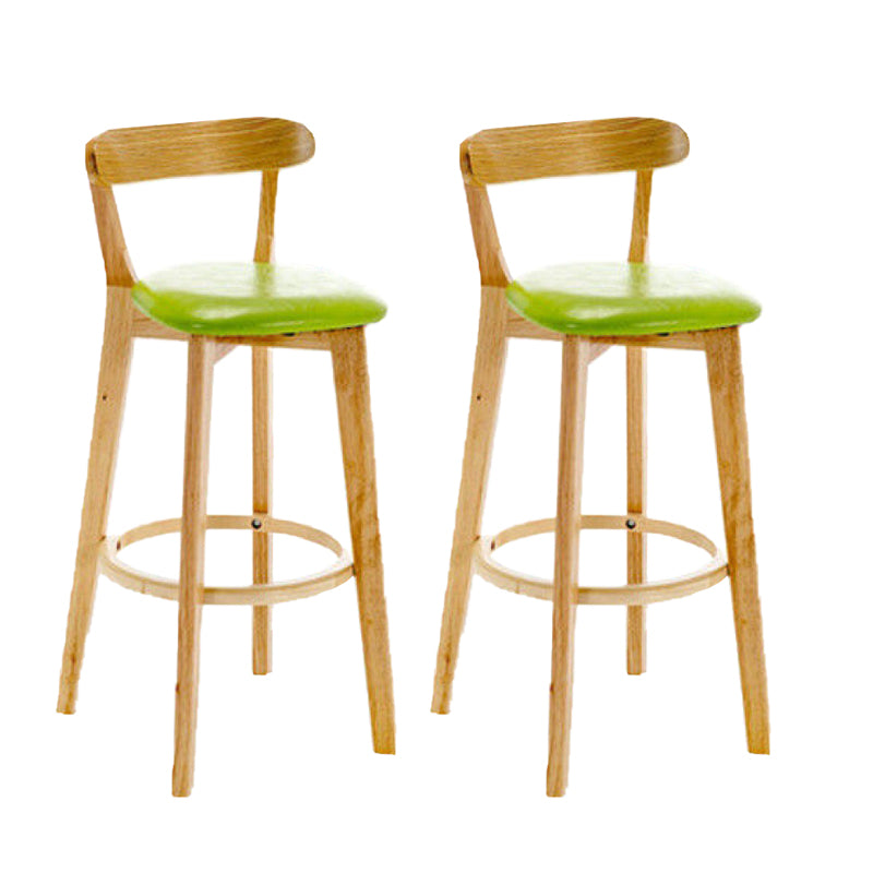 Industrial Backrest Armless Counter Stool Rubber Wood Bar Stool with Cushion for Cafe Green 2 Piece Set Clearhalo 'Bar Furniture' 'Bar Stools' 'bar_stools' 'furn' 'furn_bar_stools' 'Furniture' 'Kitchen & Dining Furniture' 6832783