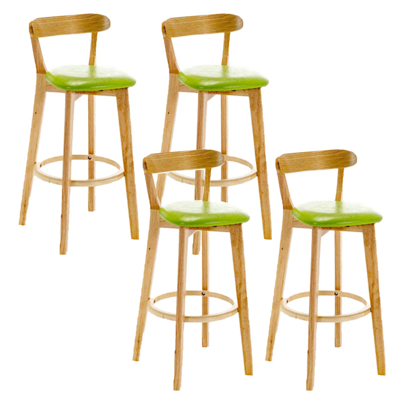 Industrial Backrest Armless Counter Stool Rubber Wood Bar Stool with Cushion for Cafe Green 4 Piece Set Clearhalo 'Bar Furniture' 'Bar Stools' 'bar_stools' 'furn' 'furn_bar_stools' 'Furniture' 'Kitchen & Dining Furniture' 6832784