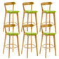 Industrial Backrest Armless Counter Stool Rubber Wood Bar Stool with Cushion for Cafe Green 6 Piece Set Clearhalo 'Bar Furniture' 'Bar Stools' 'bar_stools' 'furn' 'furn_bar_stools' 'Furniture' 'Kitchen & Dining Furniture' 6832785