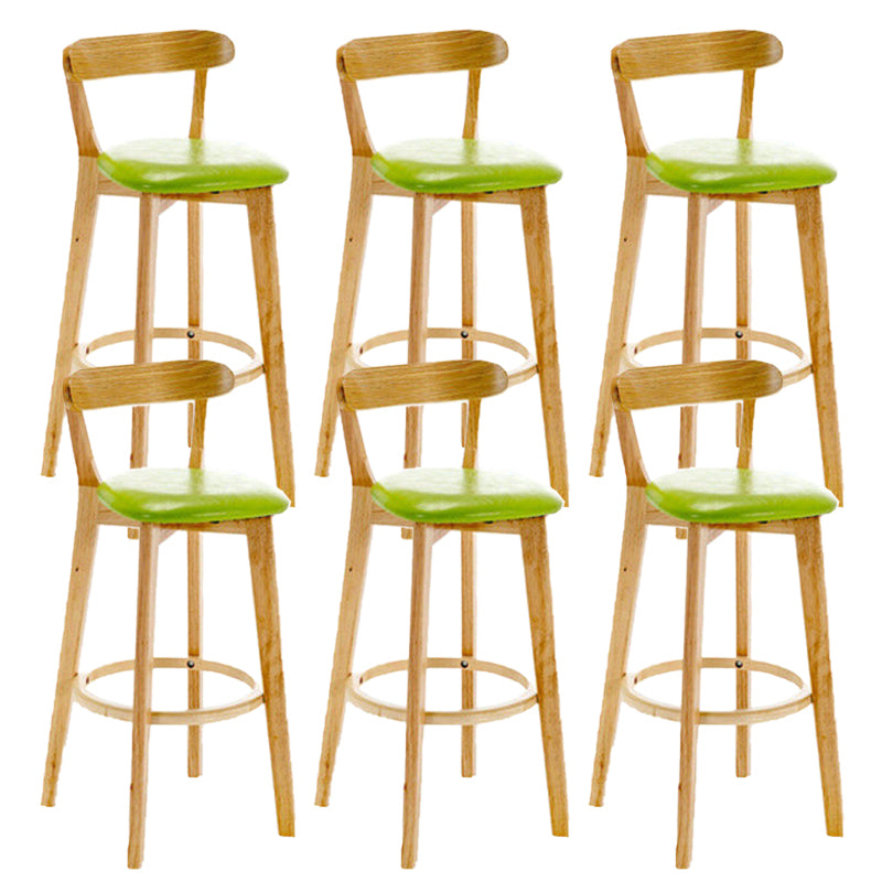 Industrial Backrest Armless Counter Stool Rubber Wood Bar Stool with Cushion for Cafe Green 6 Piece Set Clearhalo 'Bar Furniture' 'Bar Stools' 'bar_stools' 'furn' 'furn_bar_stools' 'Furniture' 'Kitchen & Dining Furniture' 6832785