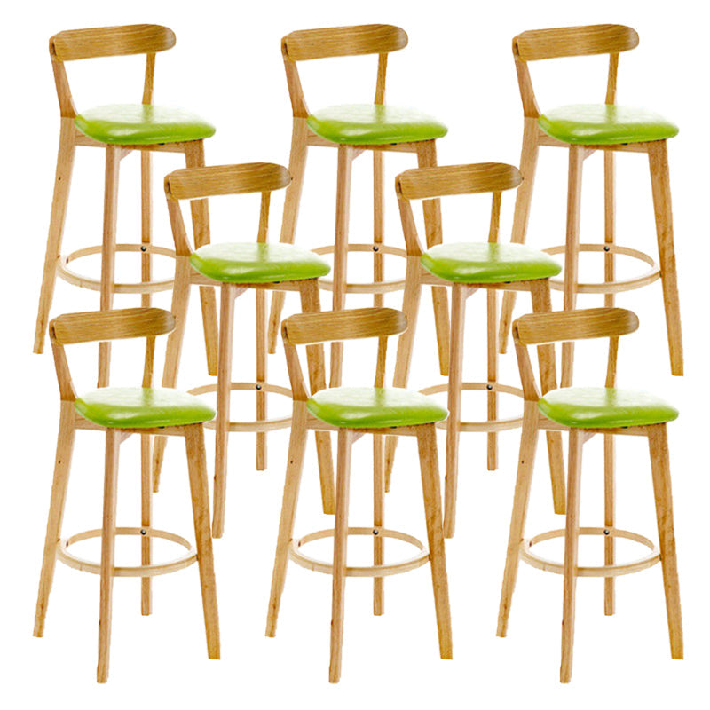 Industrial Backrest Armless Counter Stool Rubber Wood Bar Stool with Cushion for Cafe Green 8 Piece Set Clearhalo 'Bar Furniture' 'Bar Stools' 'bar_stools' 'furn' 'furn_bar_stools' 'Furniture' 'Kitchen & Dining Furniture' 6832786