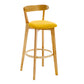 Industrial Backrest Armless Counter Stool Rubber Wood Bar Stool with Cushion for Cafe Yellow 1 Piece Clearhalo 'Bar Furniture' 'Bar Stools' 'bar_stools' 'furn' 'furn_bar_stools' 'Furniture' 'Kitchen & Dining Furniture' 6832787