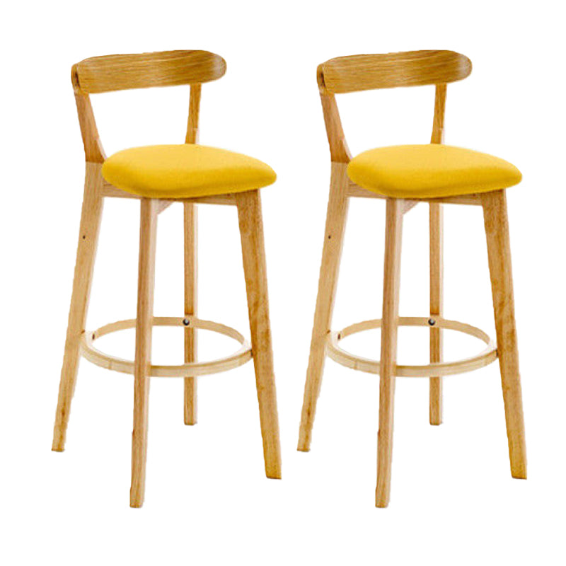 Industrial Backrest Armless Counter Stool Rubber Wood Bar Stool with Cushion for Cafe Yellow 2 Piece Set Clearhalo 'Bar Furniture' 'Bar Stools' 'bar_stools' 'furn' 'furn_bar_stools' 'Furniture' 'Kitchen & Dining Furniture' 6832788