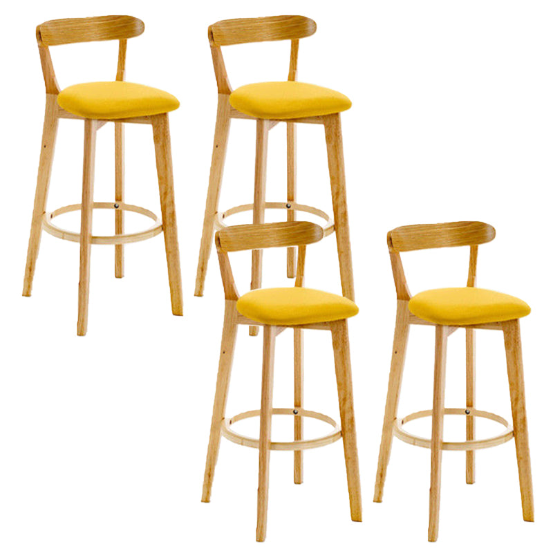 Industrial Backrest Armless Counter Stool Rubber Wood Bar Stool with Cushion for Cafe Yellow 4 Piece Set Clearhalo 'Bar Furniture' 'Bar Stools' 'bar_stools' 'furn' 'furn_bar_stools' 'Furniture' 'Kitchen & Dining Furniture' 6832789