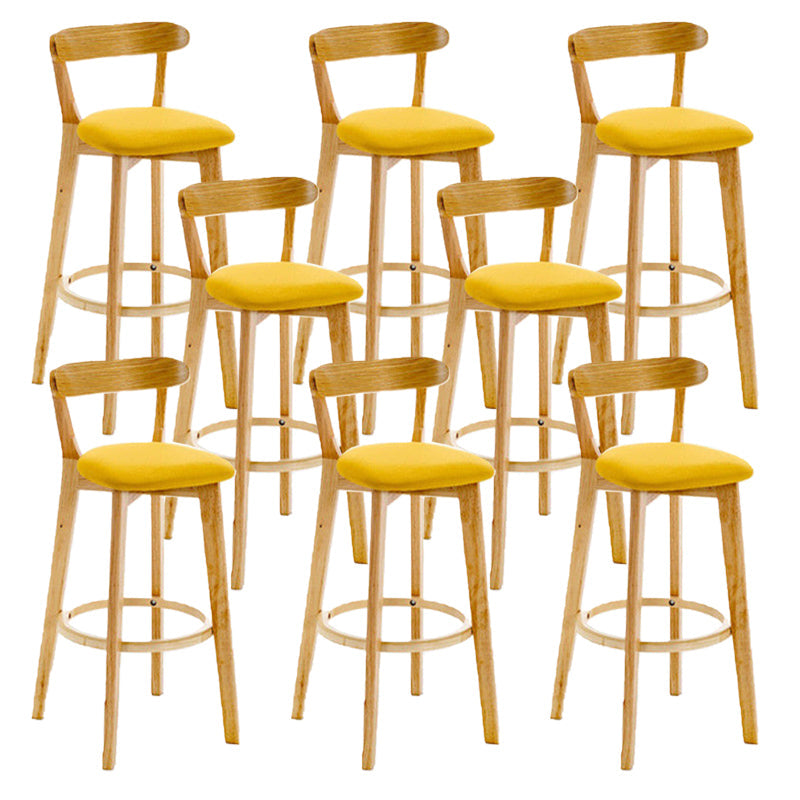 Industrial Backrest Armless Counter Stool Rubber Wood Bar Stool with Cushion for Cafe Yellow 8 Piece Set Clearhalo 'Bar Furniture' 'Bar Stools' 'bar_stools' 'furn' 'furn_bar_stools' 'Furniture' 'Kitchen & Dining Furniture' 6832791