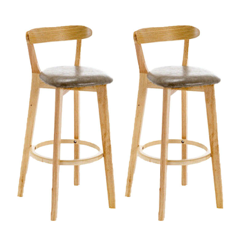 Industrial Backrest Armless Counter Stool Rubber Wood Bar Stool with Cushion for Cafe Grey 2 Piece Set Clearhalo 'Bar Furniture' 'Bar Stools' 'bar_stools' 'furn' 'furn_bar_stools' 'Furniture' 'Kitchen & Dining Furniture' 6832793