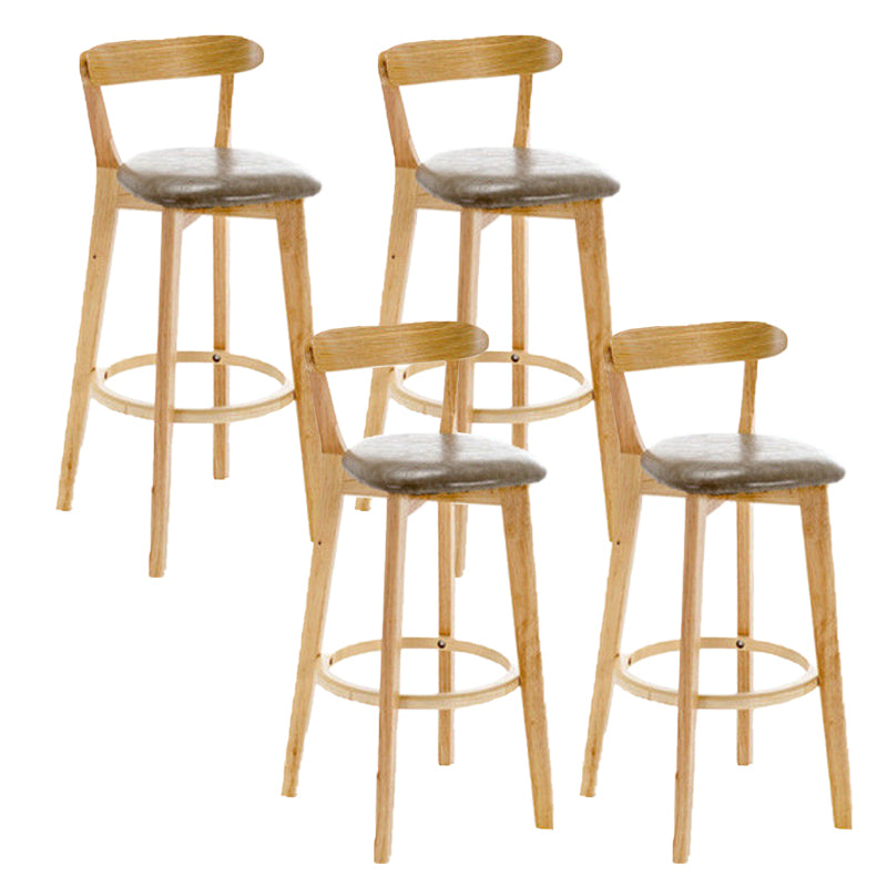 Industrial Backrest Armless Counter Stool Rubber Wood Bar Stool with Cushion for Cafe Grey 4 Piece Set Clearhalo 'Bar Furniture' 'Bar Stools' 'bar_stools' 'furn' 'furn_bar_stools' 'Furniture' 'Kitchen & Dining Furniture' 6832794