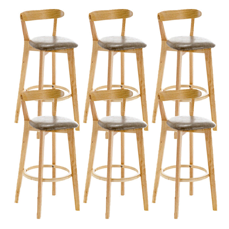 Industrial Backrest Armless Counter Stool Rubber Wood Bar Stool with Cushion for Cafe Grey 6 Piece Set Clearhalo 'Bar Furniture' 'Bar Stools' 'bar_stools' 'furn' 'furn_bar_stools' 'Furniture' 'Kitchen & Dining Furniture' 6832795