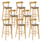 Industrial Backrest Armless Counter Stool Rubber Wood Bar Stool with Cushion for Cafe Grey 8 Piece Set Clearhalo 'Bar Furniture' 'Bar Stools' 'bar_stools' 'furn' 'furn_bar_stools' 'Furniture' 'Kitchen & Dining Furniture' 6832796
