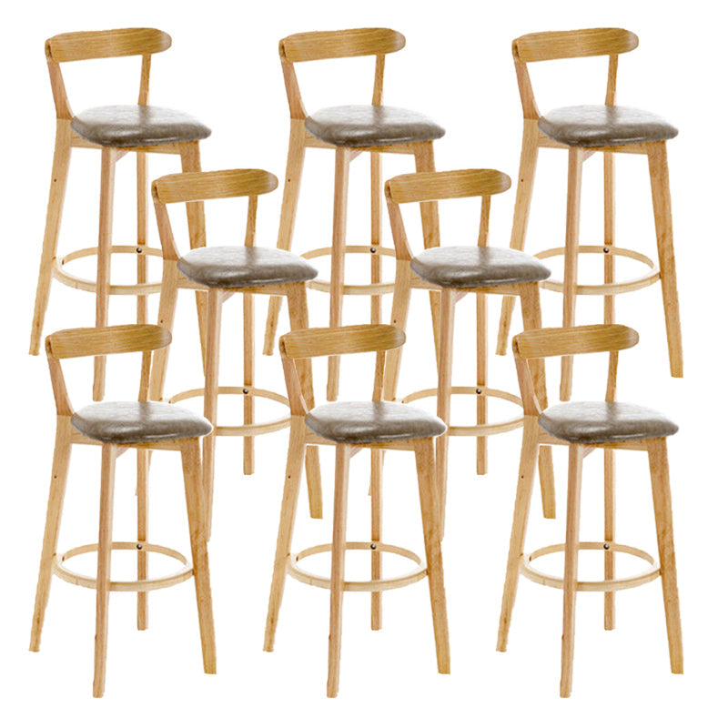 Industrial Backrest Armless Counter Stool Rubber Wood Bar Stool with Cushion for Cafe Grey 8 Piece Set Clearhalo 'Bar Furniture' 'Bar Stools' 'bar_stools' 'furn' 'furn_bar_stools' 'Furniture' 'Kitchen & Dining Furniture' 6832796