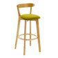 Industrial Backrest Armless Counter Stool Rubber Wood Bar Stool with Cushion for Cafe Light Green 1 Piece Clearhalo 'Bar Furniture' 'Bar Stools' 'bar_stools' 'furn' 'furn_bar_stools' 'Furniture' 'Kitchen & Dining Furniture' 6832797