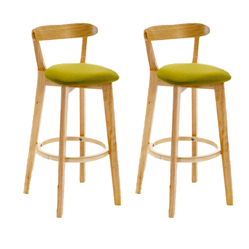 Industrial Backrest Armless Counter Stool Rubber Wood Bar Stool with Cushion for Cafe Light Green 2 Piece Set Clearhalo 'Bar Furniture' 'Bar Stools' 'bar_stools' 'furn' 'furn_bar_stools' 'Furniture' 'Kitchen & Dining Furniture' 6832798
