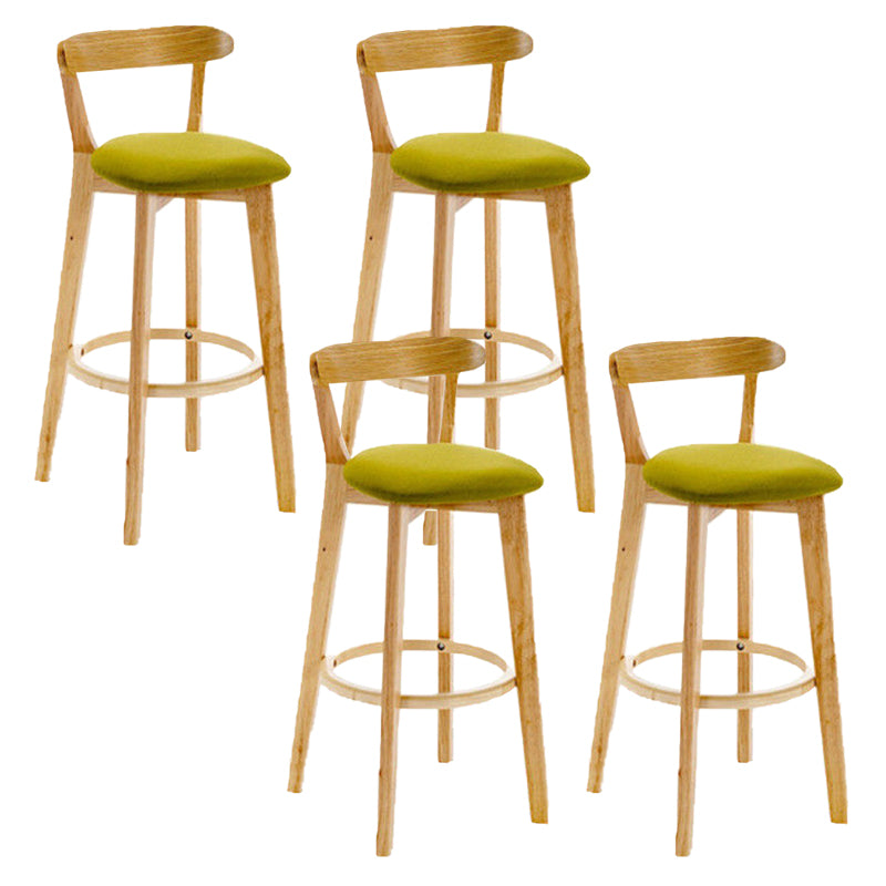 Industrial Backrest Armless Counter Stool Rubber Wood Bar Stool with Cushion for Cafe Light Green 4 Piece Set Clearhalo 'Bar Furniture' 'Bar Stools' 'bar_stools' 'furn' 'furn_bar_stools' 'Furniture' 'Kitchen & Dining Furniture' 6832799