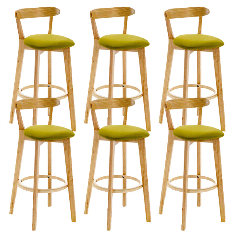 Industrial Backrest Armless Counter Stool Rubber Wood Bar Stool with Cushion for Cafe Light Green 6 Piece Set Clearhalo 'Bar Furniture' 'Bar Stools' 'bar_stools' 'furn' 'furn_bar_stools' 'Furniture' 'Kitchen & Dining Furniture' 6832800