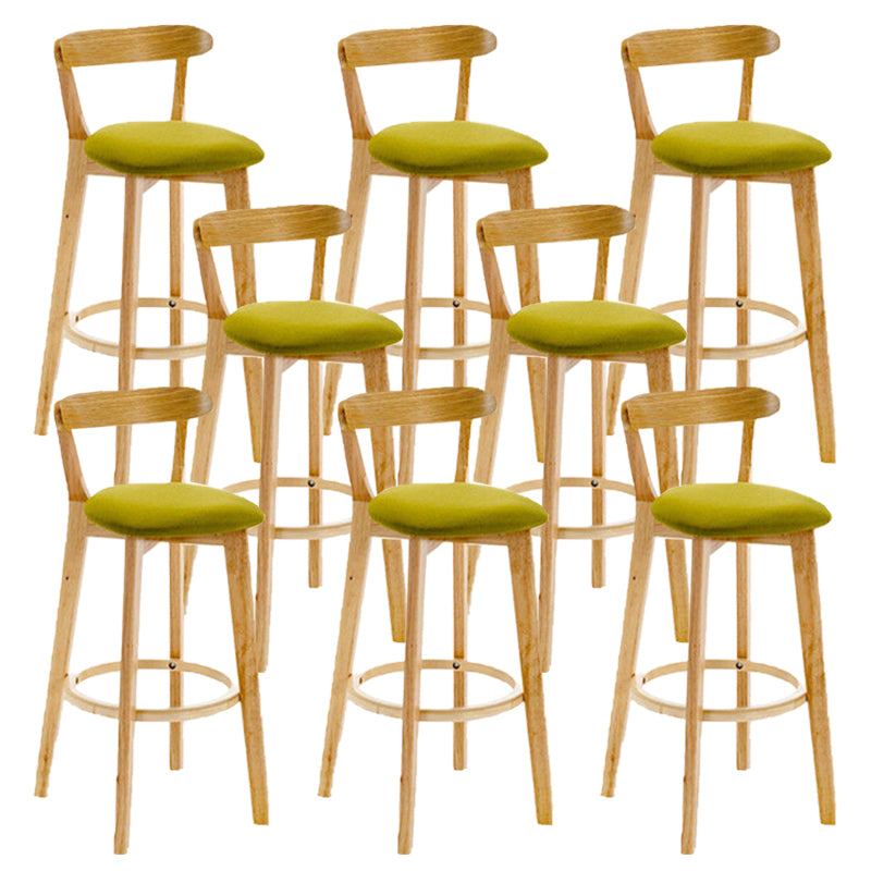Industrial Backrest Armless Counter Stool Rubber Wood Bar Stool with Cushion for Cafe Light Green 8 Piece Set Clearhalo 'Bar Furniture' 'Bar Stools' 'bar_stools' 'furn' 'furn_bar_stools' 'Furniture' 'Kitchen & Dining Furniture' 6832801