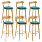 Industrial Backrest Armless Counter Stool Rubber Wood Bar Stool with Cushion for Cafe Mint Green 6 Piece Set Clearhalo 'Bar Furniture' 'Bar Stools' 'bar_stools' 'furn' 'furn_bar_stools' 'Furniture' 'Kitchen & Dining Furniture' 6832805