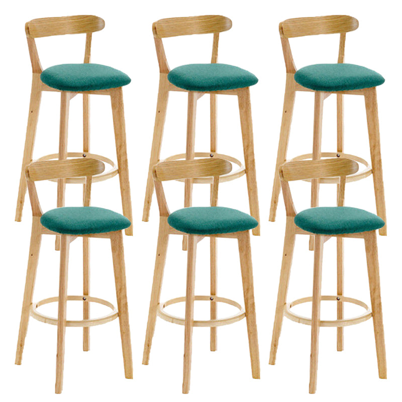 Industrial Backrest Armless Counter Stool Rubber Wood Bar Stool with Cushion for Cafe Mint Green 6 Piece Set Clearhalo 'Bar Furniture' 'Bar Stools' 'bar_stools' 'furn' 'furn_bar_stools' 'Furniture' 'Kitchen & Dining Furniture' 6832805