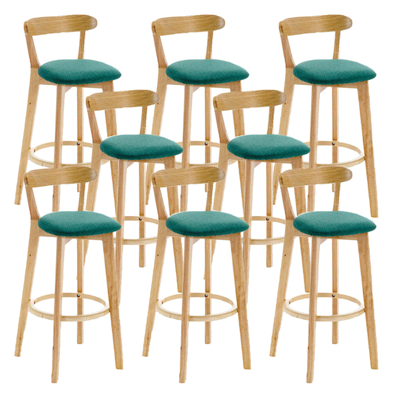 Industrial Backrest Armless Counter Stool Rubber Wood Bar Stool with Cushion for Cafe Mint Green 8 Piece Set Clearhalo 'Bar Furniture' 'Bar Stools' 'bar_stools' 'furn' 'furn_bar_stools' 'Furniture' 'Kitchen & Dining Furniture' 6832806