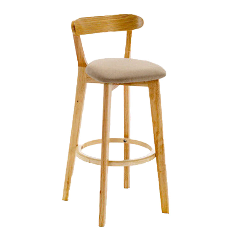 Industrial Backrest Armless Counter Stool Rubber Wood Bar Stool with Cushion for Cafe Khaki 1 Piece Clearhalo 'Bar Furniture' 'Bar Stools' 'bar_stools' 'furn' 'furn_bar_stools' 'Furniture' 'Kitchen & Dining Furniture' 6832807