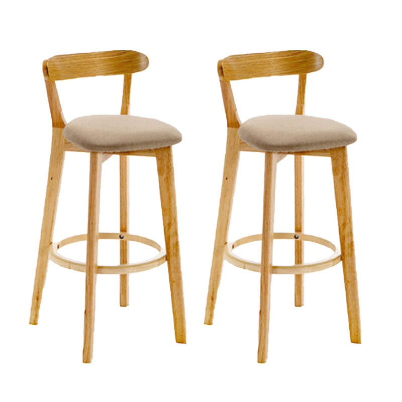 Industrial Backrest Armless Counter Stool Rubber Wood Bar Stool with Cushion for Cafe Khaki 2 Piece Set Clearhalo 'Bar Furniture' 'Bar Stools' 'bar_stools' 'furn' 'furn_bar_stools' 'Furniture' 'Kitchen & Dining Furniture' 6832808
