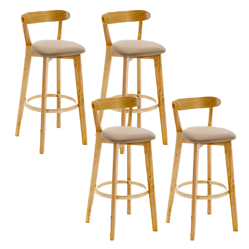 Industrial Backrest Armless Counter Stool Rubber Wood Bar Stool with Cushion for Cafe Khaki 4 Piece Set Clearhalo 'Bar Furniture' 'Bar Stools' 'bar_stools' 'furn' 'furn_bar_stools' 'Furniture' 'Kitchen & Dining Furniture' 6832809