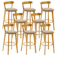 Industrial Backrest Armless Counter Stool Rubber Wood Bar Stool with Cushion for Cafe Khaki 8 Piece Set Clearhalo 'Bar Furniture' 'Bar Stools' 'bar_stools' 'furn' 'furn_bar_stools' 'Furniture' 'Kitchen & Dining Furniture' 6832811