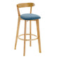 Industrial Backrest Armless Counter Stool Rubber Wood Bar Stool with Cushion for Cafe Blue 1 Piece Clearhalo 'Bar Furniture' 'Bar Stools' 'bar_stools' 'furn' 'furn_bar_stools' 'Furniture' 'Kitchen & Dining Furniture' 6832812