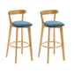 Industrial Backrest Armless Counter Stool Rubber Wood Bar Stool with Cushion for Cafe Blue 2 Piece Set Clearhalo 'Bar Furniture' 'Bar Stools' 'bar_stools' 'furn' 'furn_bar_stools' 'Furniture' 'Kitchen & Dining Furniture' 6832813