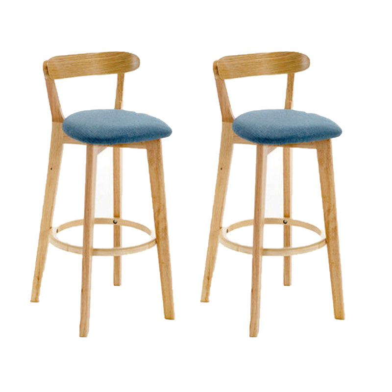 Industrial Backrest Armless Counter Stool Rubber Wood Bar Stool with Cushion for Cafe Blue 2 Piece Set Clearhalo 'Bar Furniture' 'Bar Stools' 'bar_stools' 'furn' 'furn_bar_stools' 'Furniture' 'Kitchen & Dining Furniture' 6832813