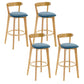 Industrial Backrest Armless Counter Stool Rubber Wood Bar Stool with Cushion for Cafe Blue 4 Piece Set Clearhalo 'Bar Furniture' 'Bar Stools' 'bar_stools' 'furn' 'furn_bar_stools' 'Furniture' 'Kitchen & Dining Furniture' 6832814