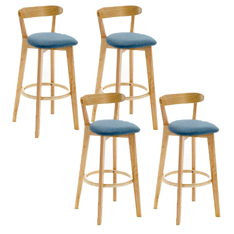 Industrial Backrest Armless Counter Stool Rubber Wood Bar Stool with Cushion for Cafe Blue 4 Piece Set Clearhalo 'Bar Furniture' 'Bar Stools' 'bar_stools' 'furn' 'furn_bar_stools' 'Furniture' 'Kitchen & Dining Furniture' 6832814