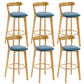 Industrial Backrest Armless Counter Stool Rubber Wood Bar Stool with Cushion for Cafe Blue 6 Piece Set Clearhalo 'Bar Furniture' 'Bar Stools' 'bar_stools' 'furn' 'furn_bar_stools' 'Furniture' 'Kitchen & Dining Furniture' 6832815