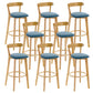 Industrial Backrest Armless Counter Stool Rubber Wood Bar Stool with Cushion for Cafe Blue 8 Piece Set Clearhalo 'Bar Furniture' 'Bar Stools' 'bar_stools' 'furn' 'furn_bar_stools' 'Furniture' 'Kitchen & Dining Furniture' 6832816