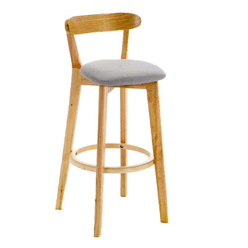 Industrial Backrest Armless Counter Stool Rubber Wood Bar Stool with Cushion for Cafe Light Gray 1 Piece Clearhalo 'Bar Furniture' 'Bar Stools' 'bar_stools' 'furn' 'furn_bar_stools' 'Furniture' 'Kitchen & Dining Furniture' 6832817