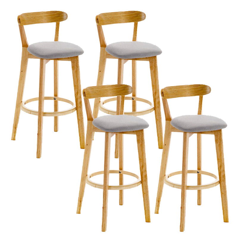 Industrial Backrest Armless Counter Stool Rubber Wood Bar Stool with Cushion for Cafe Light Gray 4 Piece Set Clearhalo 'Bar Furniture' 'Bar Stools' 'bar_stools' 'furn' 'furn_bar_stools' 'Furniture' 'Kitchen & Dining Furniture' 6832819