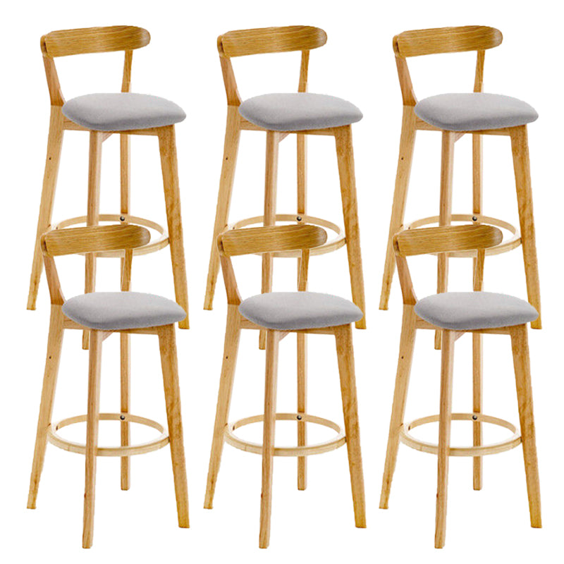 Industrial Backrest Armless Counter Stool Rubber Wood Bar Stool with Cushion for Cafe Light Gray 6 Piece Set Clearhalo 'Bar Furniture' 'Bar Stools' 'bar_stools' 'furn' 'furn_bar_stools' 'Furniture' 'Kitchen & Dining Furniture' 6832820