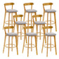 Industrial Backrest Armless Counter Stool Rubber Wood Bar Stool with Cushion for Cafe Light Gray 8 Piece Set Clearhalo 'Bar Furniture' 'Bar Stools' 'bar_stools' 'furn' 'furn_bar_stools' 'Furniture' 'Kitchen & Dining Furniture' 6832821