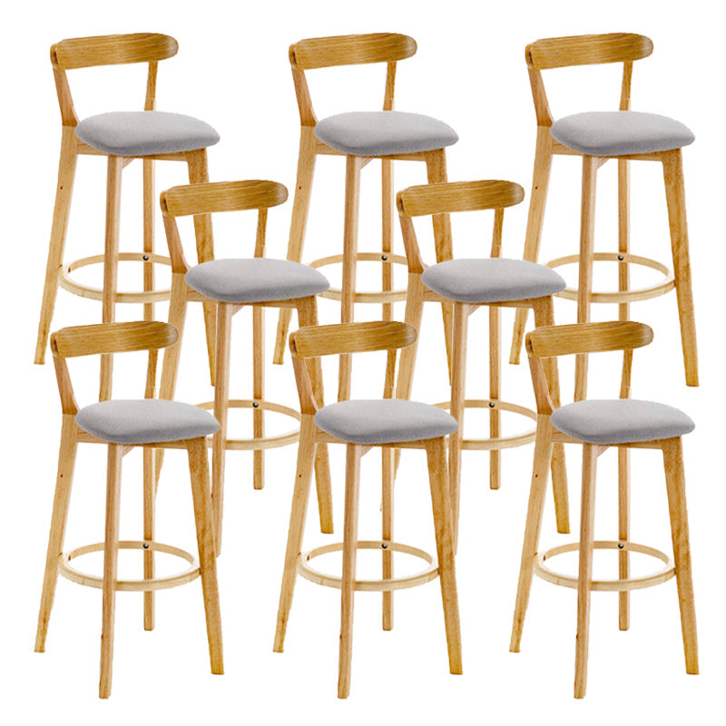 Industrial Backrest Armless Counter Stool Rubber Wood Bar Stool with Cushion for Cafe Light Gray 8 Piece Set Clearhalo 'Bar Furniture' 'Bar Stools' 'bar_stools' 'furn' 'furn_bar_stools' 'Furniture' 'Kitchen & Dining Furniture' 6832821