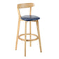 Industrial Backrest Armless Counter Stool Rubber Wood Bar Stool with Cushion for Cafe Dark Blue 1 Piece Clearhalo 'Bar Furniture' 'Bar Stools' 'bar_stools' 'furn' 'furn_bar_stools' 'Furniture' 'Kitchen & Dining Furniture' 6832822