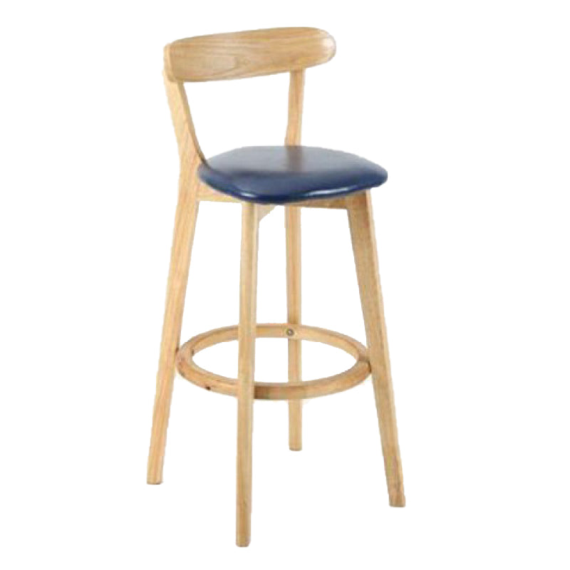 Industrial Backrest Armless Counter Stool Rubber Wood Bar Stool with Cushion for Cafe Dark Blue 1 Piece Clearhalo 'Bar Furniture' 'Bar Stools' 'bar_stools' 'furn' 'furn_bar_stools' 'Furniture' 'Kitchen & Dining Furniture' 6832822
