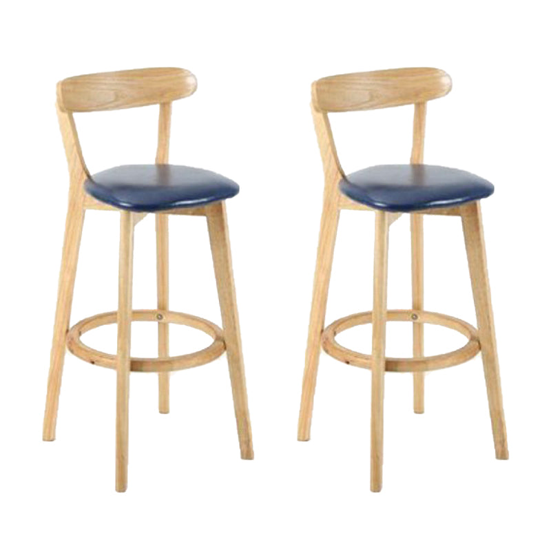 Industrial Backrest Armless Counter Stool Rubber Wood Bar Stool with Cushion for Cafe Dark Blue 2 Piece Set Clearhalo 'Bar Furniture' 'Bar Stools' 'bar_stools' 'furn' 'furn_bar_stools' 'Furniture' 'Kitchen & Dining Furniture' 6832823