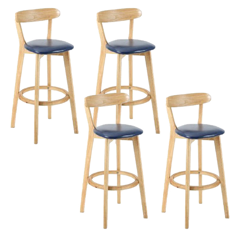 Industrial Backrest Armless Counter Stool Rubber Wood Bar Stool with Cushion for Cafe Dark Blue 4 Piece Set Clearhalo 'Bar Furniture' 'Bar Stools' 'bar_stools' 'furn' 'furn_bar_stools' 'Furniture' 'Kitchen & Dining Furniture' 6832824
