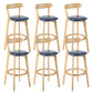 Industrial Backrest Armless Counter Stool Rubber Wood Bar Stool with Cushion for Cafe Dark Blue 6 Piece Set Clearhalo 'Bar Furniture' 'Bar Stools' 'bar_stools' 'furn' 'furn_bar_stools' 'Furniture' 'Kitchen & Dining Furniture' 6832825